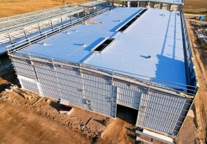 Warehouse,Construction,From,Metal,Structure.,Industrial,Building,On,Light,Gauge
